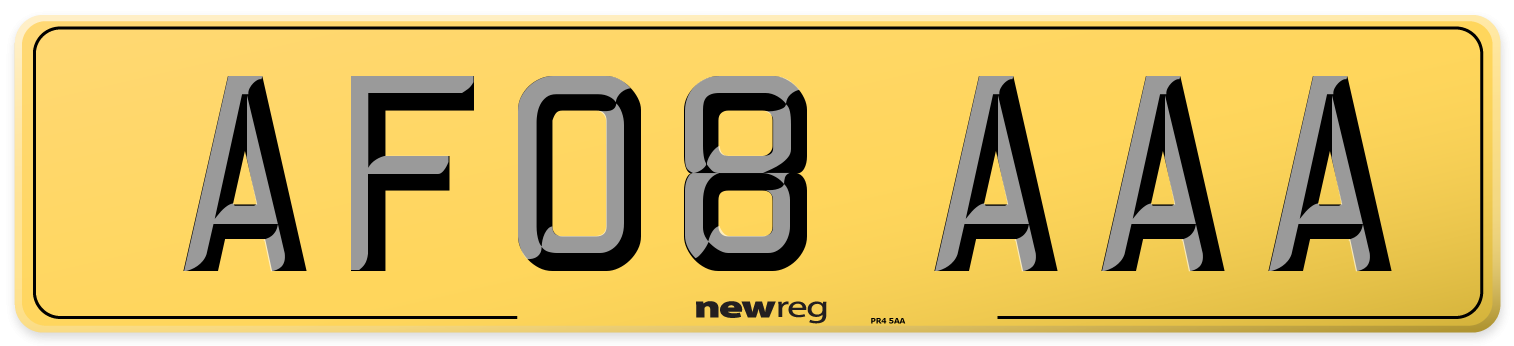 AF08 AAA Rear Number Plate