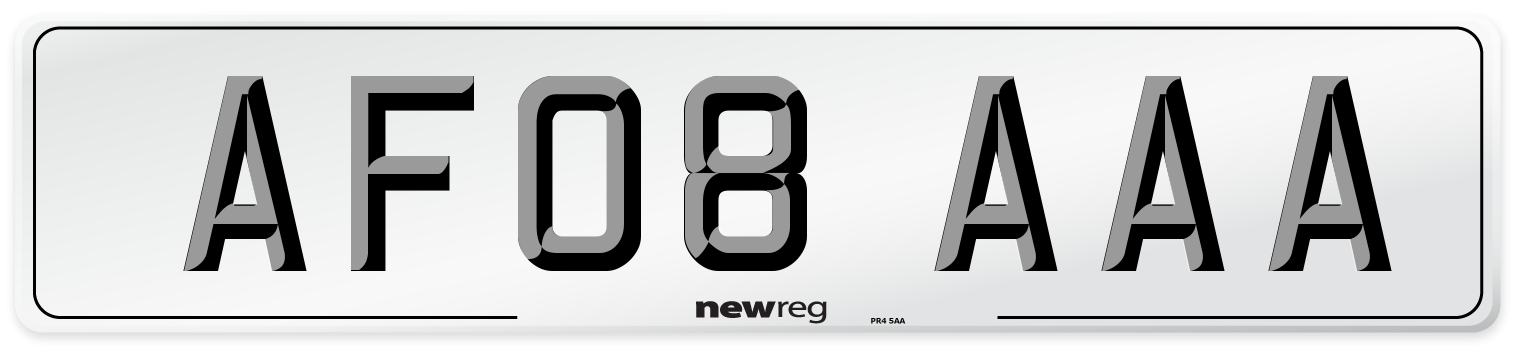 AF08 AAA Front Number Plate