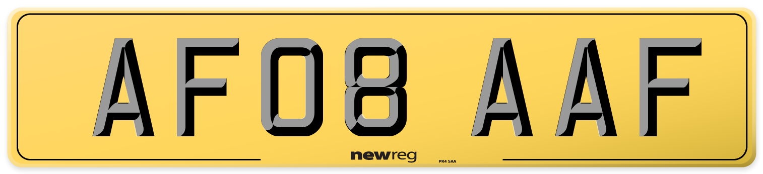 AF08 AAF Rear Number Plate