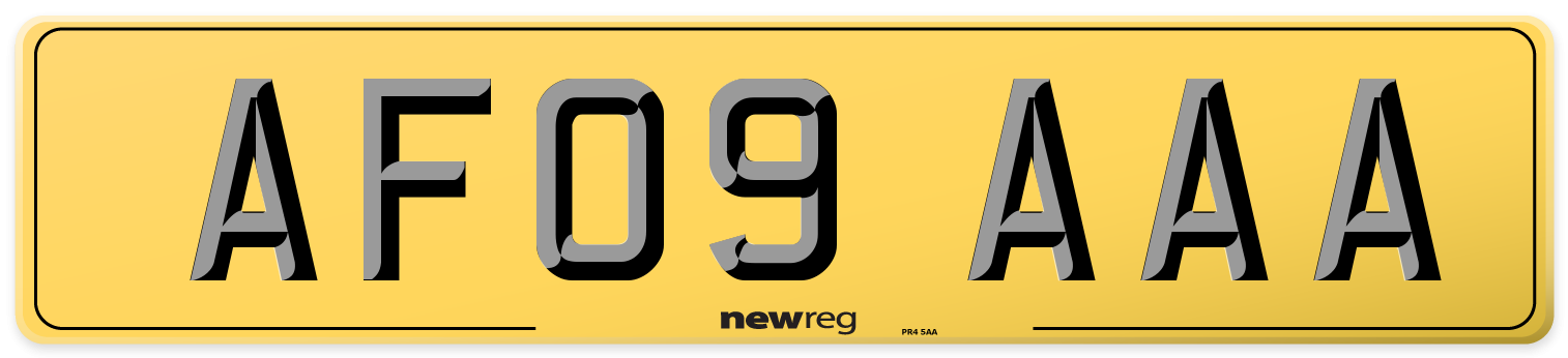 AF09 AAA Rear Number Plate