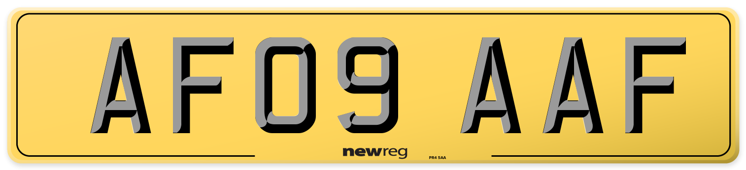 AF09 AAF Rear Number Plate