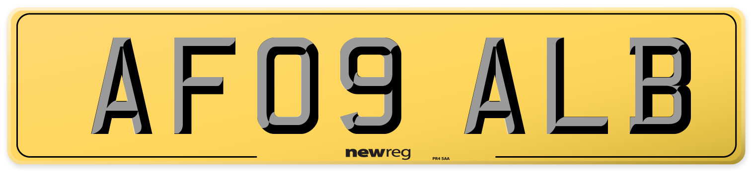 AF09 ALB Rear Number Plate