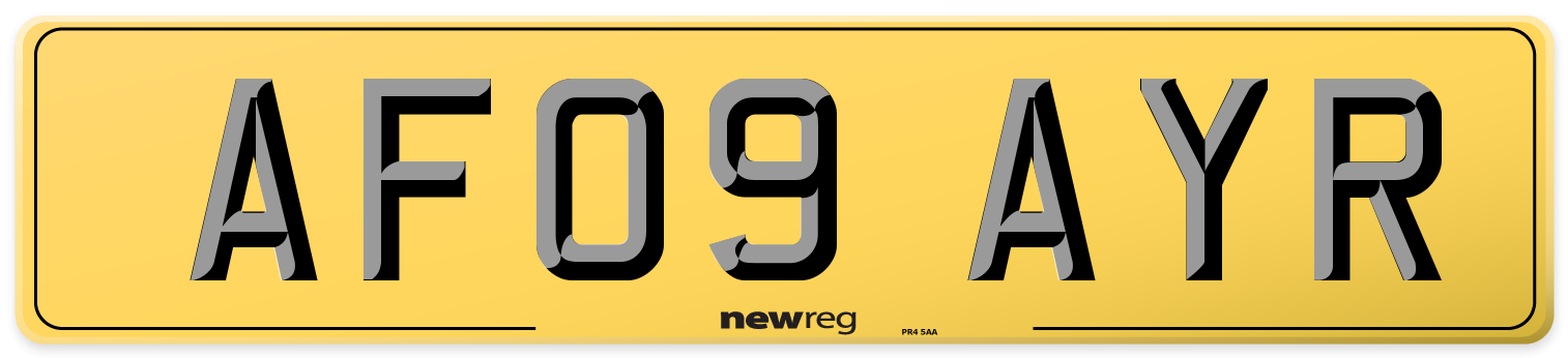 AF09 AYR Rear Number Plate