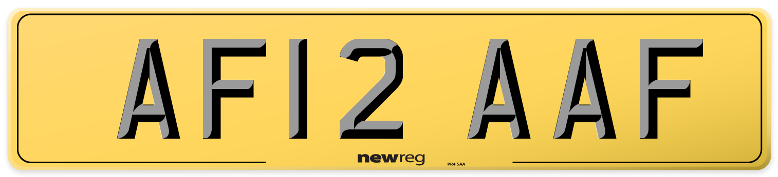 AF12 AAF Rear Number Plate