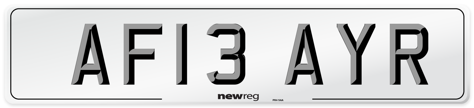 AF13 AYR Front Number Plate