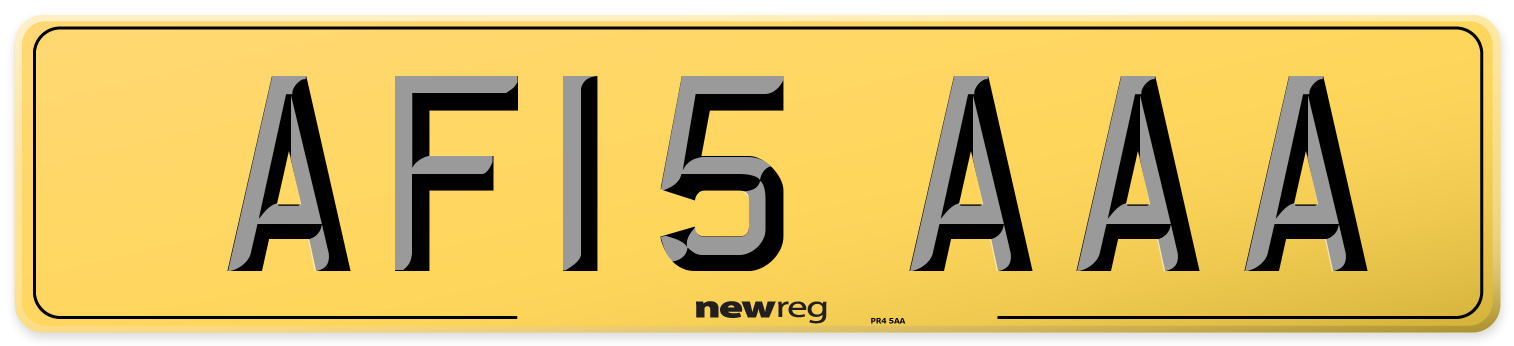 AF15 AAA Rear Number Plate