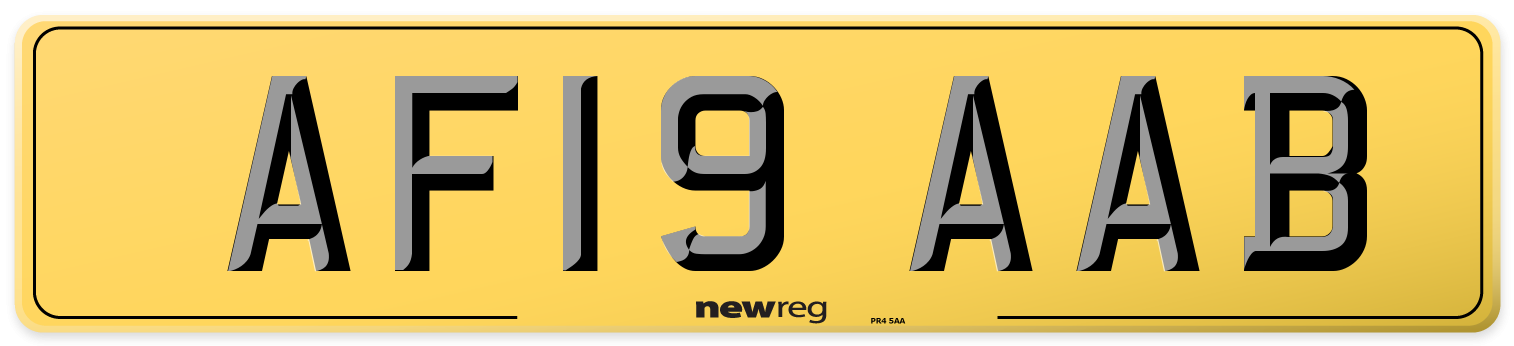 AF19 AAB Rear Number Plate