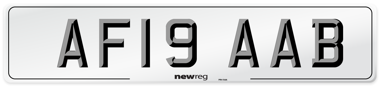 AF19 AAB Front Number Plate
