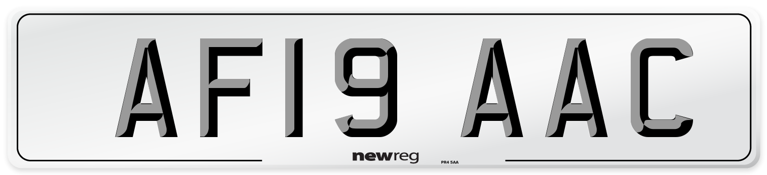 AF19 AAC Front Number Plate