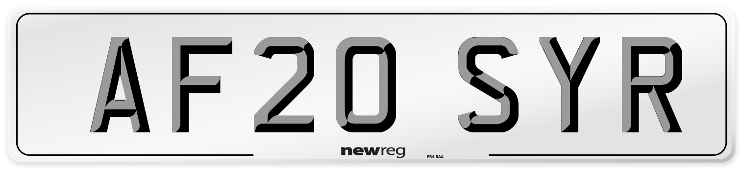 AF20 SYR Front Number Plate