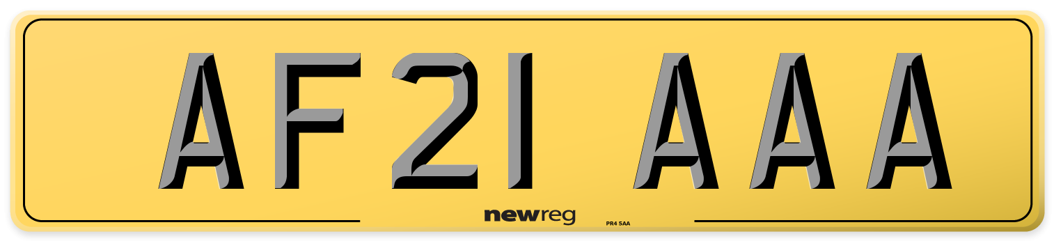 AF21 AAA Rear Number Plate