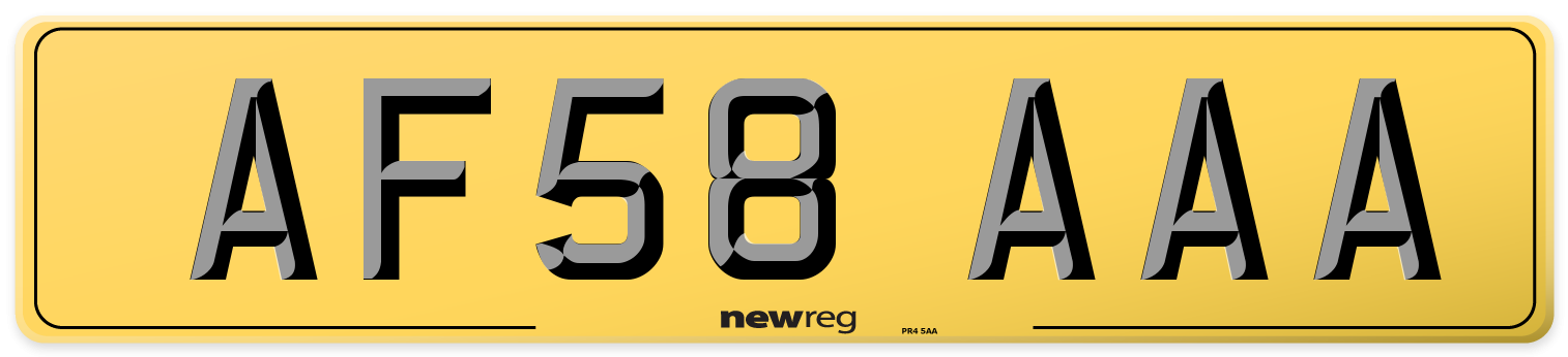 AF58 AAA Rear Number Plate