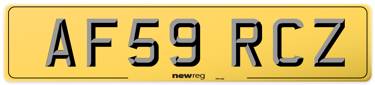 AF59 RCZ Rear Number Plate