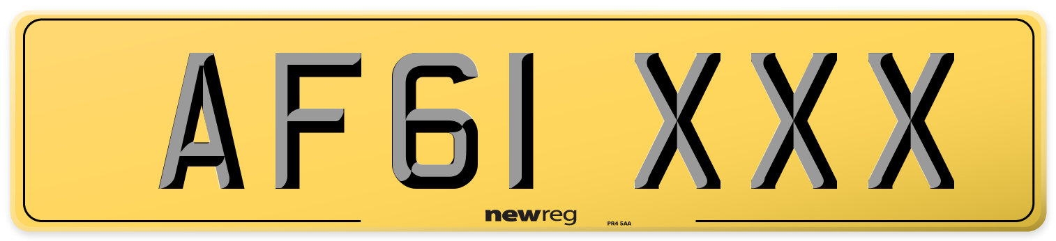 AF61 XXX Rear Number Plate