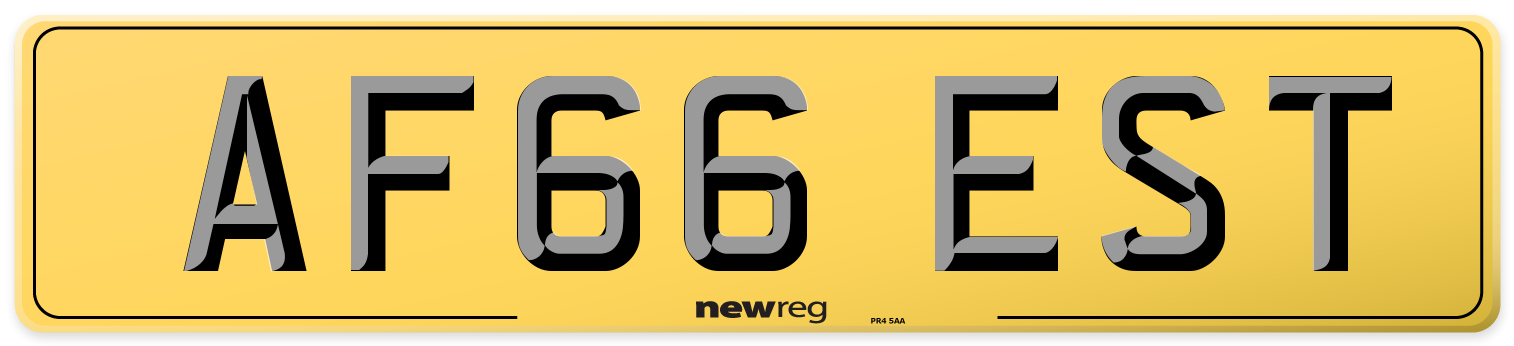 AF66 EST Rear Number Plate