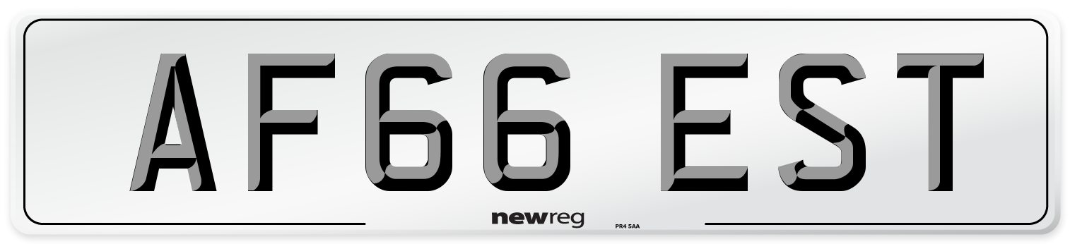 AF66 EST Front Number Plate