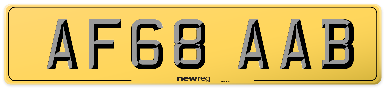 AF68 AAB Rear Number Plate