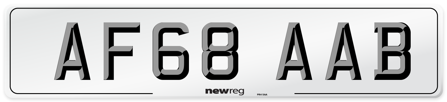 AF68 AAB Front Number Plate