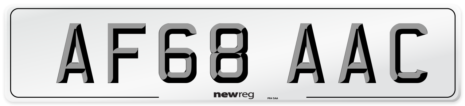 AF68 AAC Front Number Plate