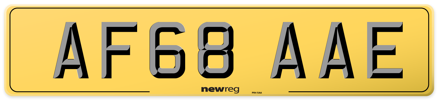 AF68 AAE Rear Number Plate