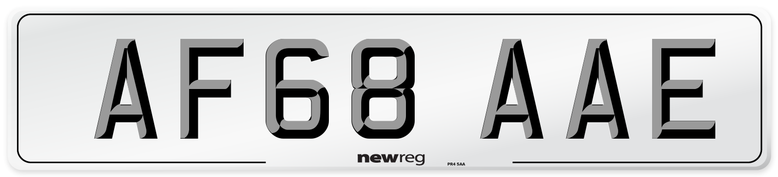 AF68 AAE Front Number Plate
