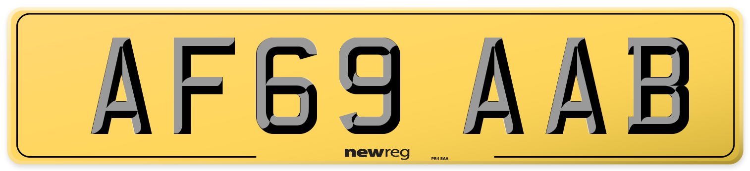 AF69 AAB Rear Number Plate
