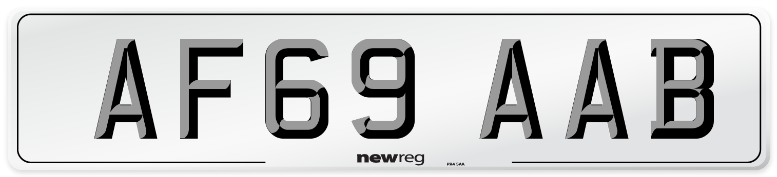 AF69 AAB Front Number Plate
