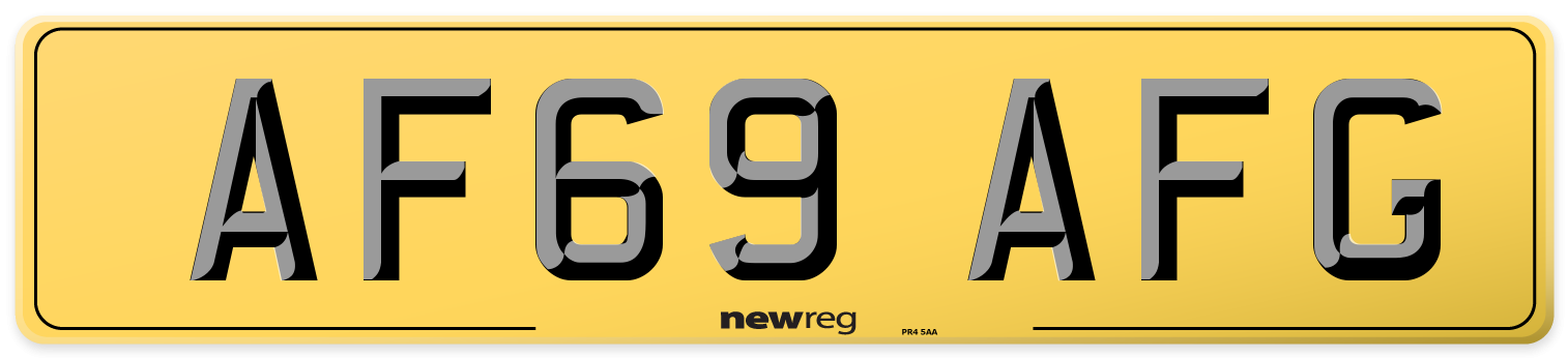 AF69 AFG Rear Number Plate