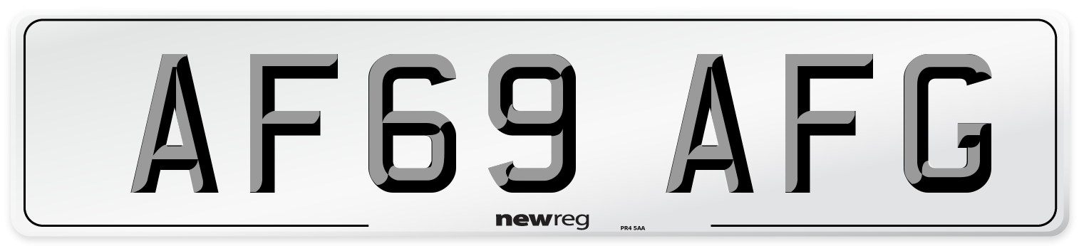 AF69 AFG Front Number Plate