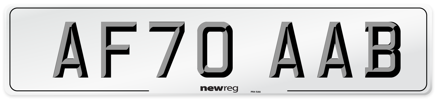AF70 AAB Front Number Plate