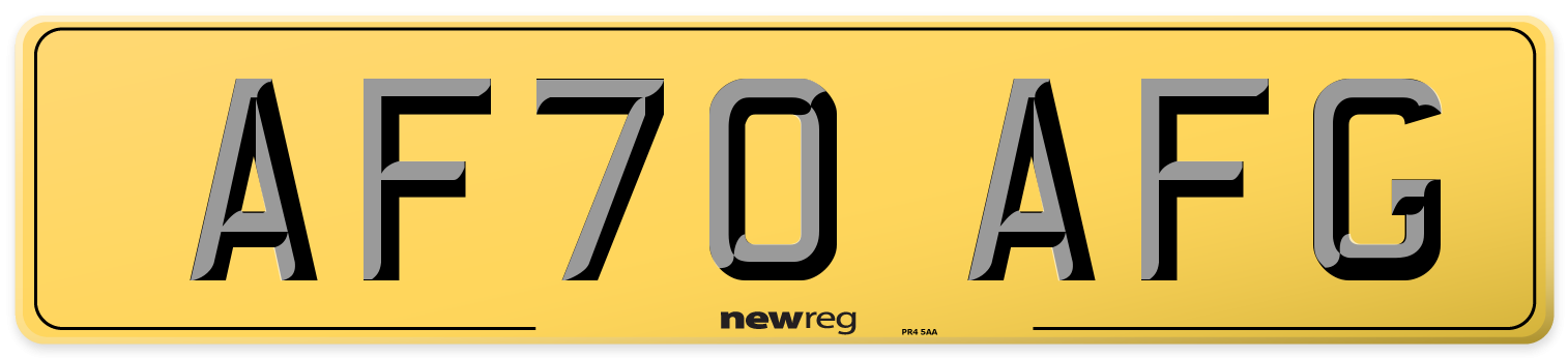 AF70 AFG Rear Number Plate