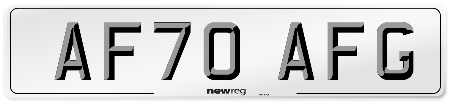 AF70 AFG Front Number Plate