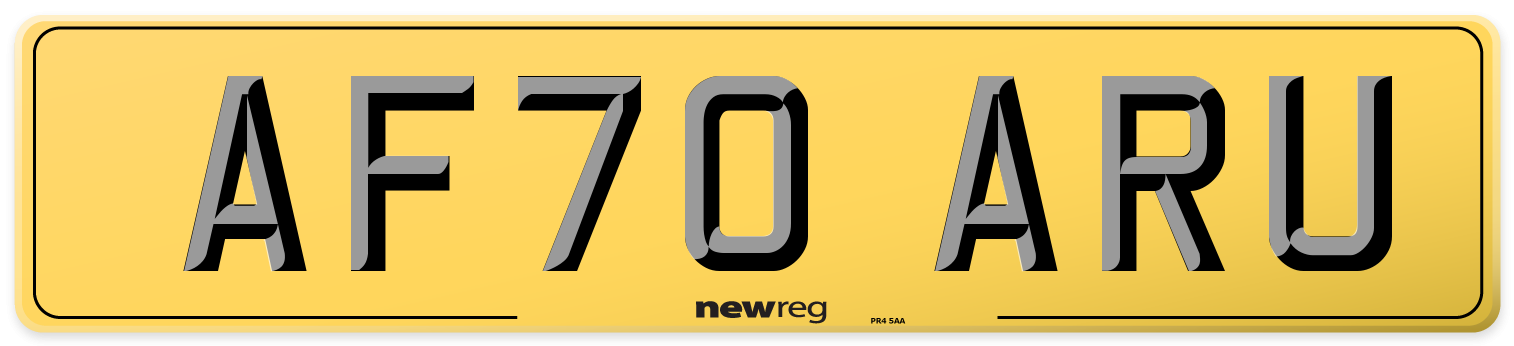 AF70 ARU Rear Number Plate