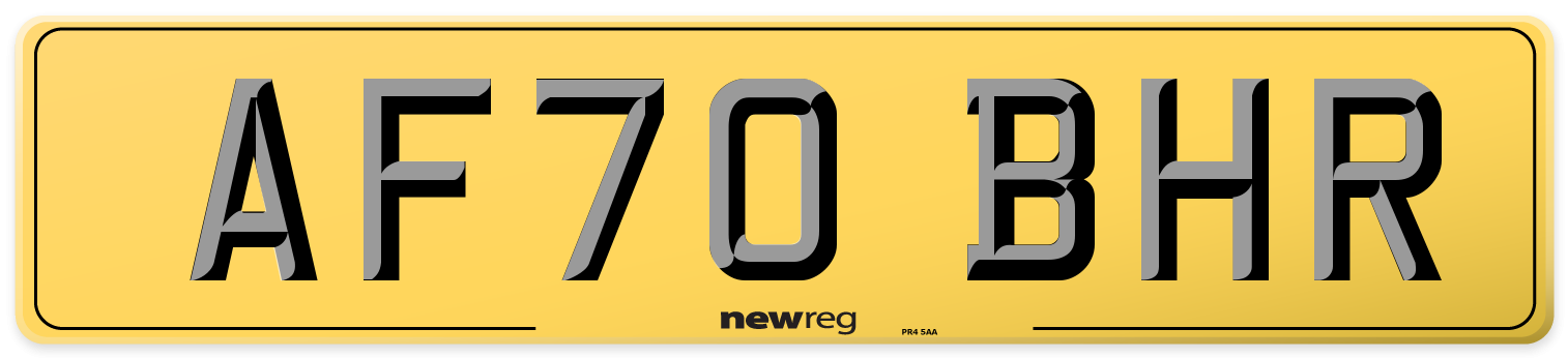 AF70 BHR Rear Number Plate