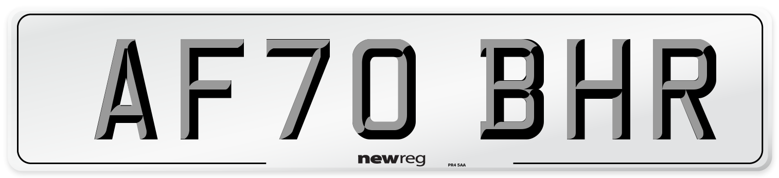 AF70 BHR Front Number Plate