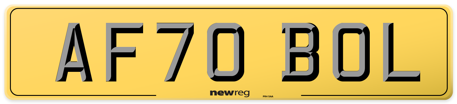 AF70 BOL Rear Number Plate