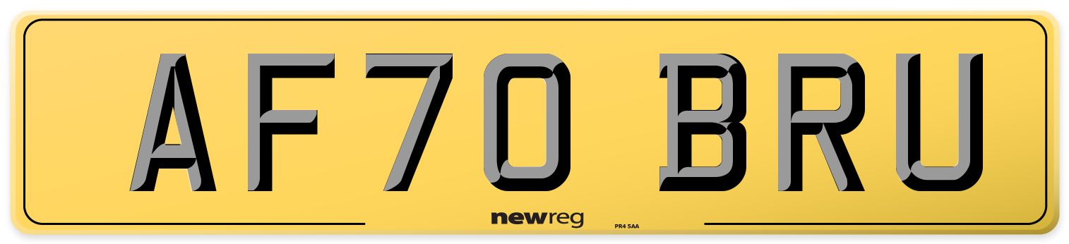 AF70 BRU Rear Number Plate