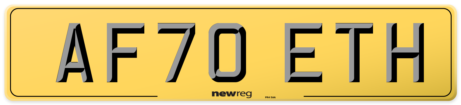 AF70 ETH Rear Number Plate