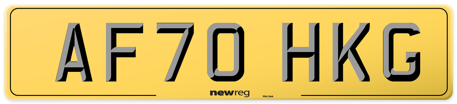 AF70 HKG Rear Number Plate