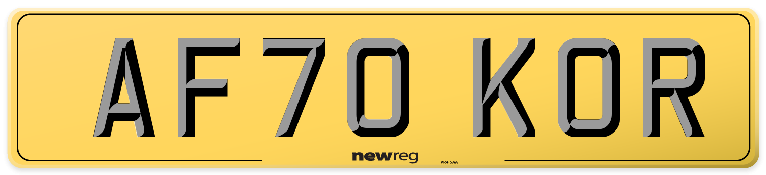 AF70 KOR Rear Number Plate