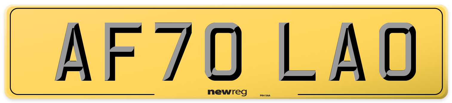 AF70 LAO Rear Number Plate