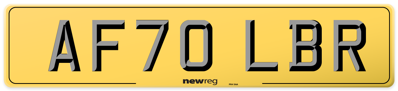 AF70 LBR Rear Number Plate