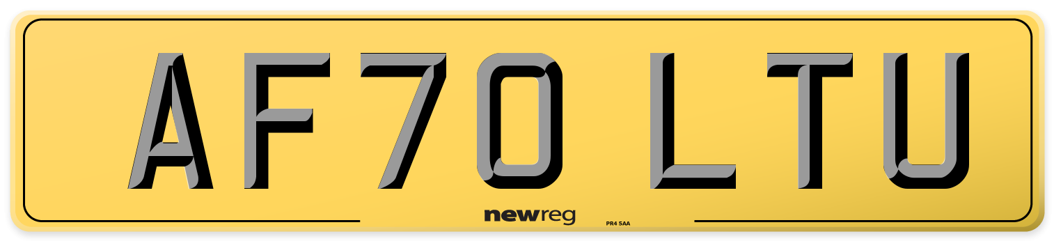 AF70 LTU Rear Number Plate
