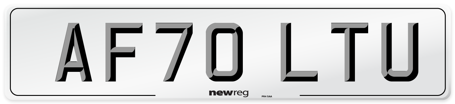 AF70 LTU Front Number Plate