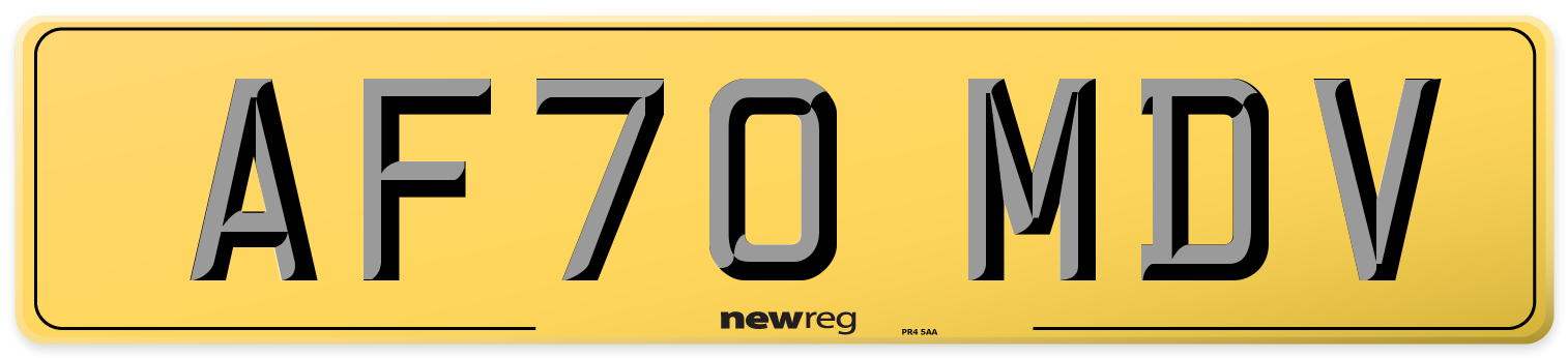 AF70 MDV Rear Number Plate
