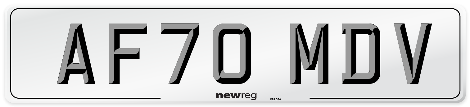 AF70 MDV Front Number Plate