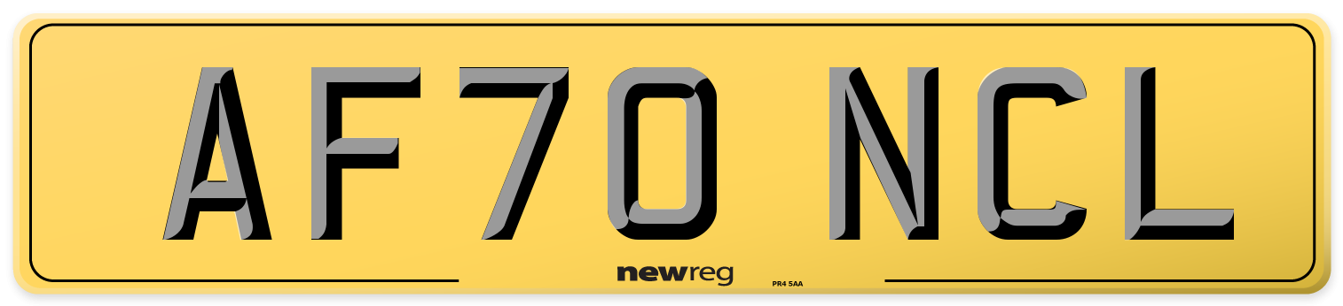 AF70 NCL Rear Number Plate