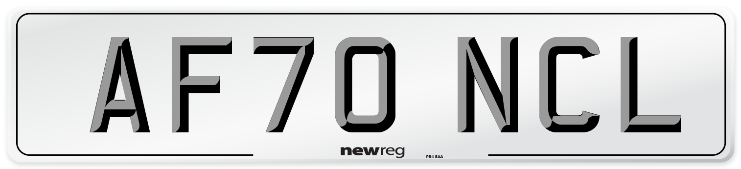 AF70 NCL Front Number Plate