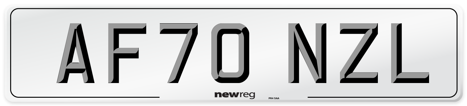 AF70 NZL Front Number Plate