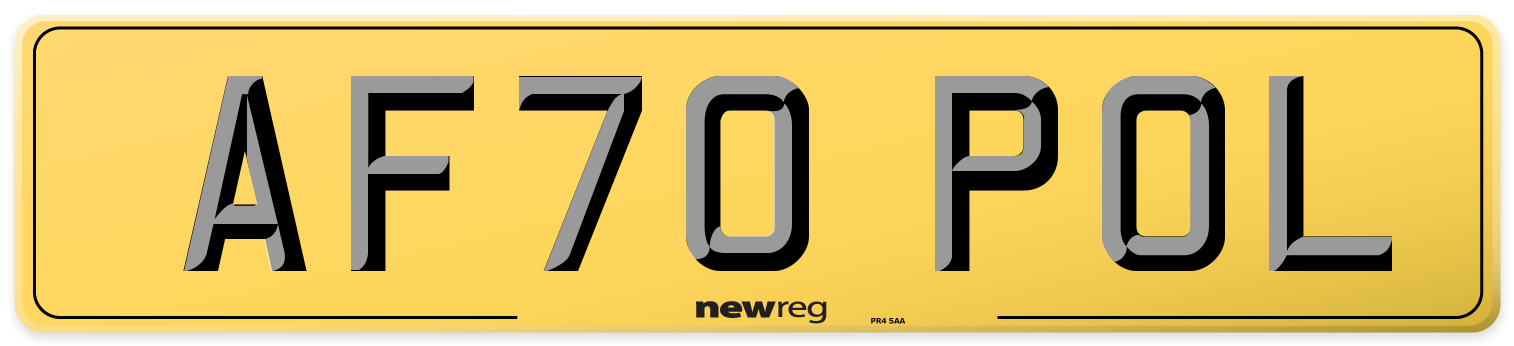 AF70 POL Rear Number Plate